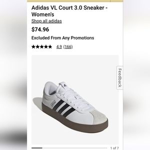 Adidas VL Court 3.0 Sneaker - Women's size 9, worn once, wrong size for me